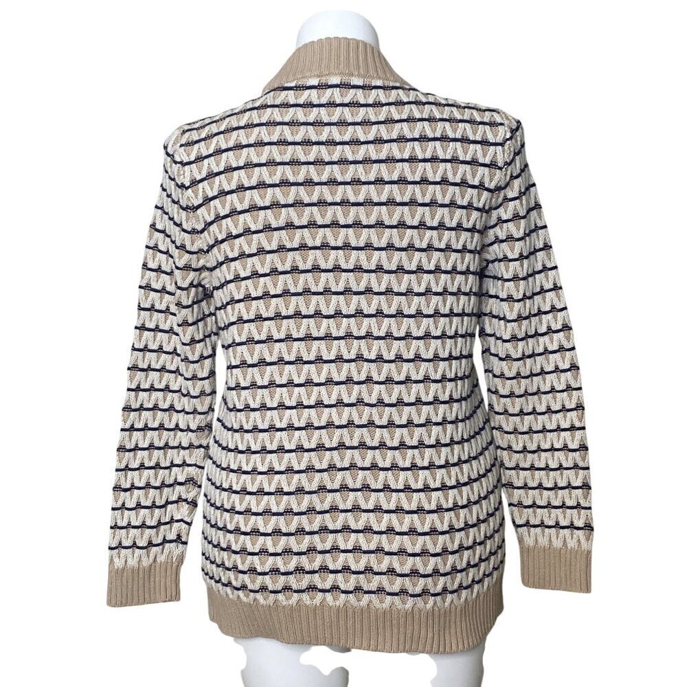 Talbots Textured Stripe Mockneck Sweater, Beige Long Sleeves Women's Size XL - Picture 6 of 11